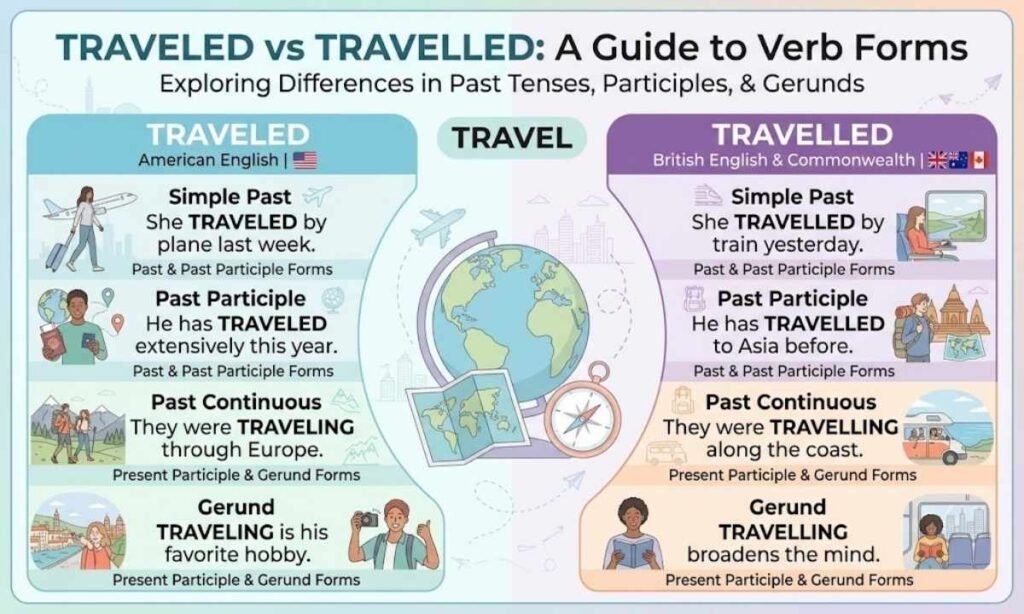 Traveled vs Travelled Across Verb Forms