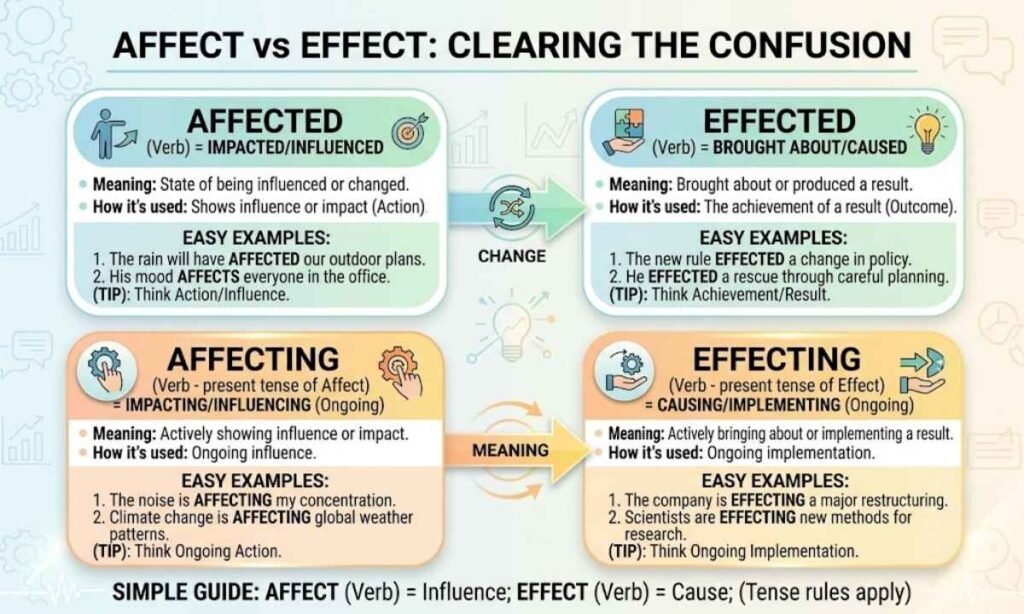 Affected vs Effected and Affecting vs Effecting