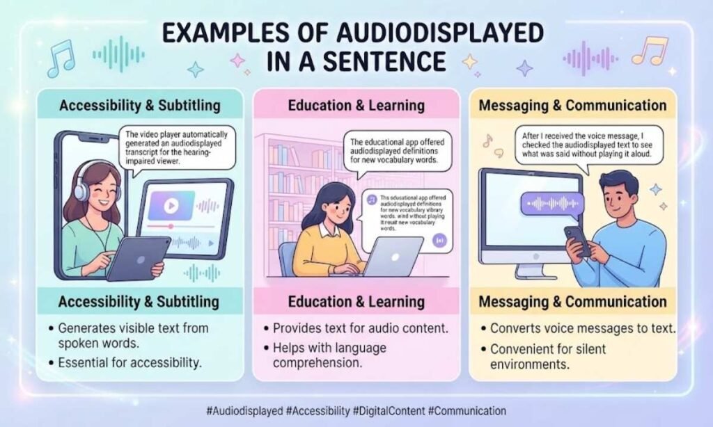 Examples of Audiodisplayed in a Sentence
