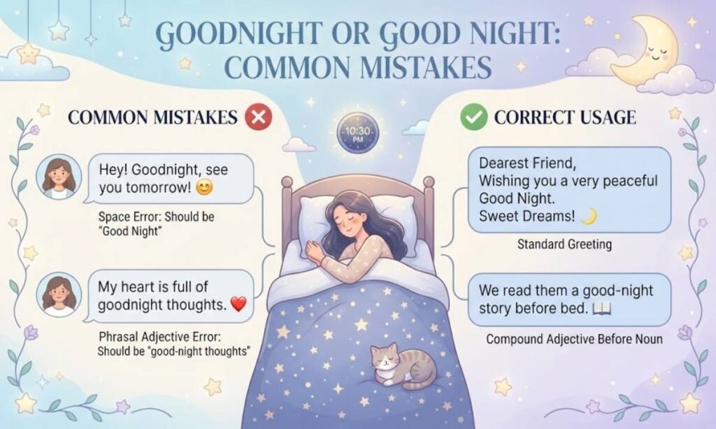 Goodnight or Good Night Common Mistakes