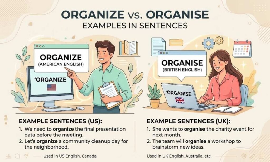 Organize vs Organise Examples in Sentences