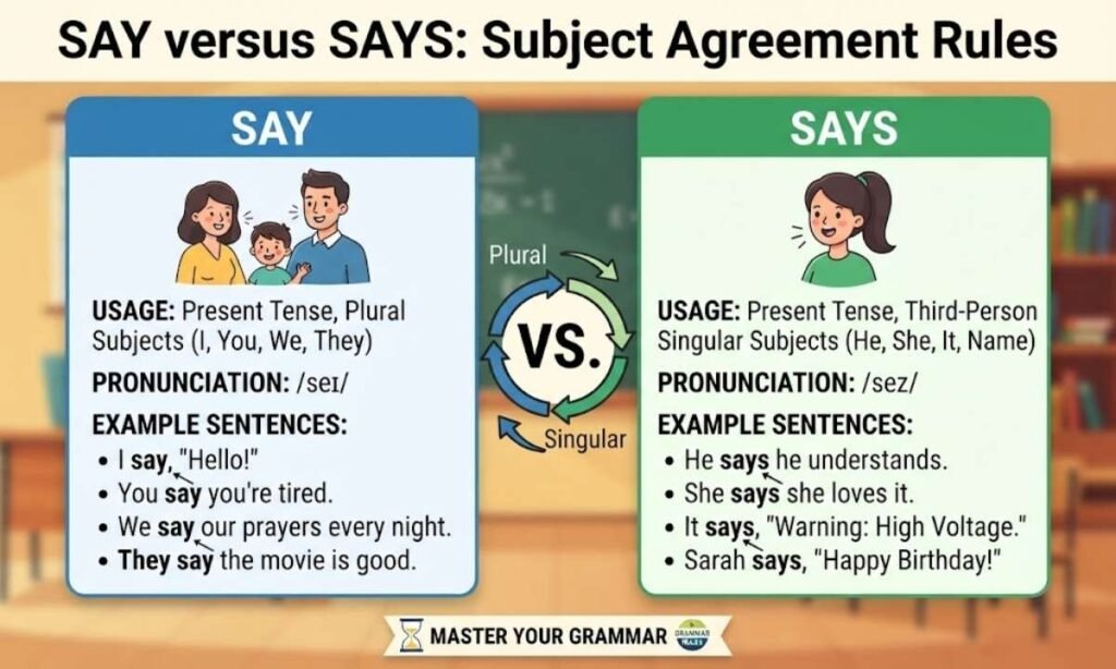 Say Versus Says Subject Agreement Rules