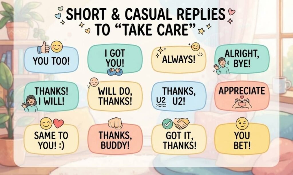Short and Casual Replies to Take Care
