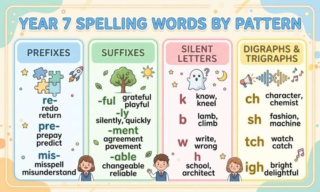 Year 7 Spelling Words by Pattern