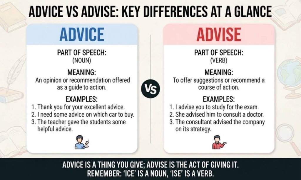 Advice vs Advise Key Differences at a Glance