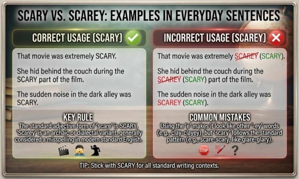 Scary vs. Scarey Examples in Everyday Sentences