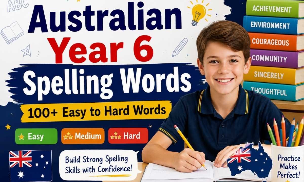 Australian Year 6 Spelling Words 100+ Easy to Hard Words