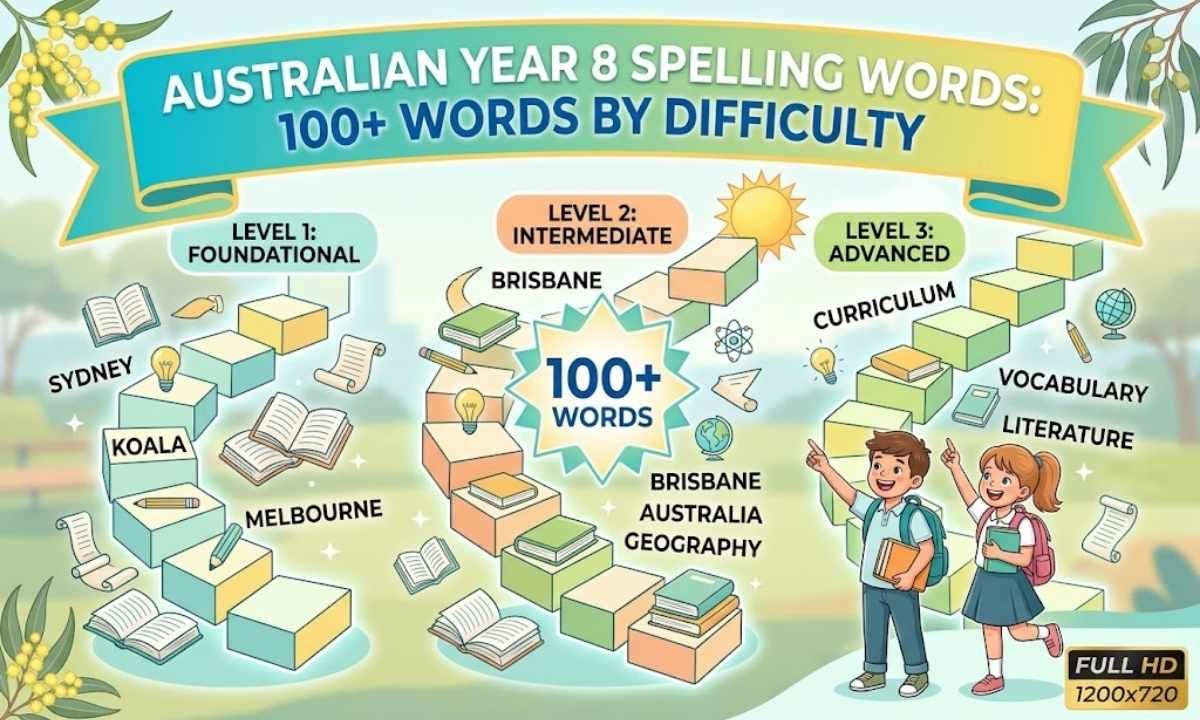 Australian Year 8 Spelling Words 100+ Words by Difficulty