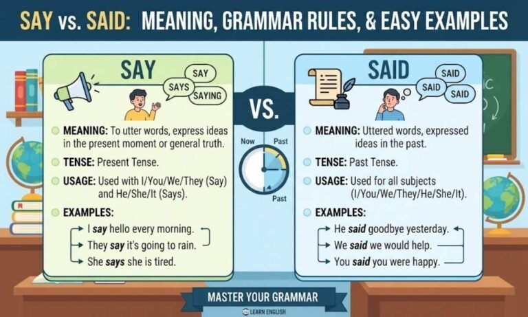 Say vs Said Meaning, Grammar Rules, and Easy Examples